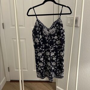 Altar’s State Embroidered Navy and White Romper